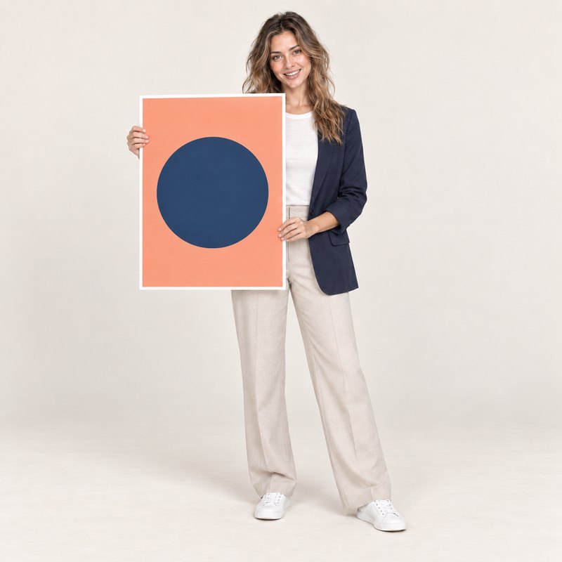 Modell som håller en affisch i format A2, 420 × 594 mm