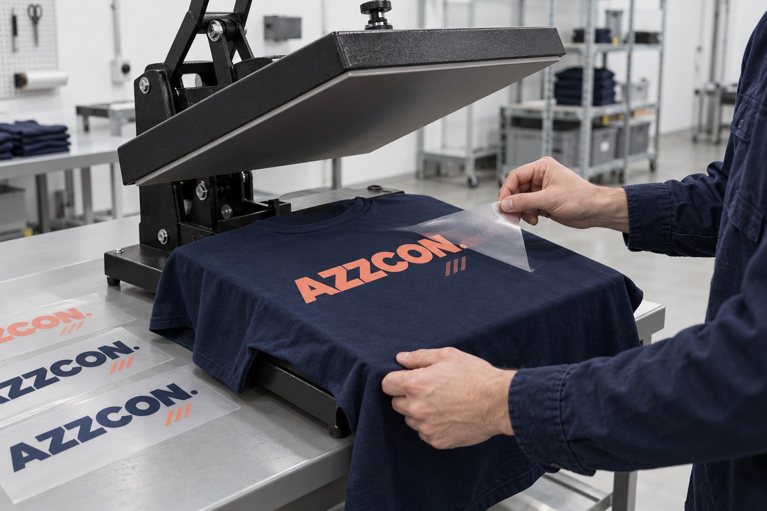 Digital transfer på profilkläder – illustration av egen produktion
