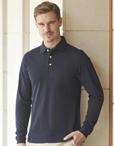 Long Sleeved Cotton Piqué Polo Shirt