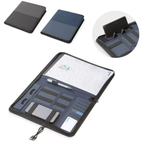 Deluxe A4 tech-portfolio med trådlös laddare
