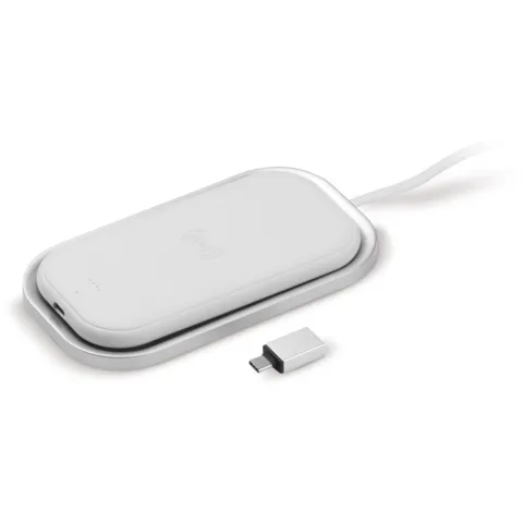 Powerbank med trådlös laddning och laddningsbas